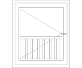 Technical line drawing of Okotech uPVC casement door design
