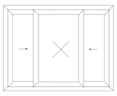 Technical line drawing of Okotech uPVC sliding door design