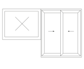 Technical line drawing of Okotech uPVC sliding door design